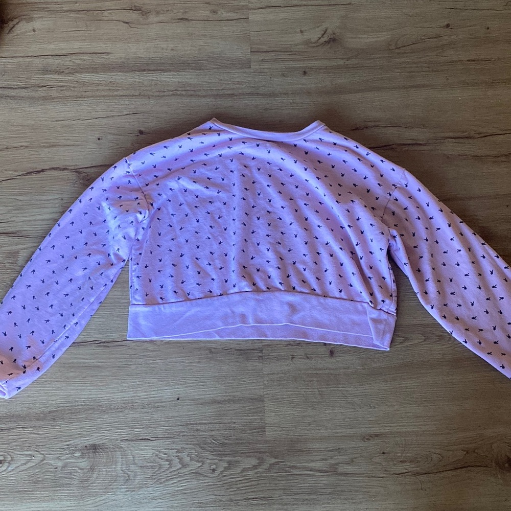 PLAYBOY CROPPED LONG SLEEVE PINK HOODIE SIZE M WOMEN’S